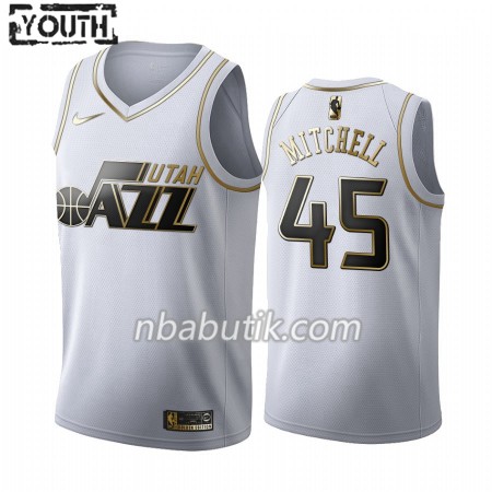 NBA Børn Trøje Utah Jazz Donovan Mitchell 45 Nike 2019-20 Hvid Golden Edition Swingman NBA Børn Trøje Utah Jazz Donovan Mitchell 45 Nike 2019-20 Hvid Golden Edition Swingman